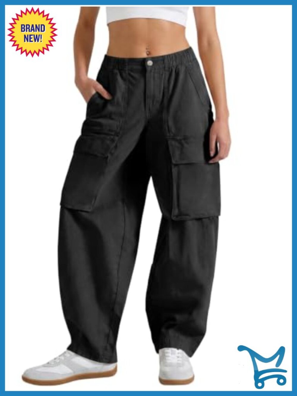 Fisoew Womens High Waisted Wide Leg Cargo Pants Hiking Joggers